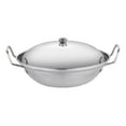 thumbnail image 1 of Professional Stainless Steel Paella Pan - Multi-Purpose Wok with Double Handles & Glass Lid for Stir Frying, Searing, Deep Frying & Outdoor Cooking, 1 of 7