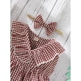 thumbnail image 5 of Mikrdoo Newborn Baby Girls Clothes Lotus Leaf Collar Plaid Pattern Sleeveless Dress With Headband 2Pcs Summer Set Red 3-6 Months, 5 of 8