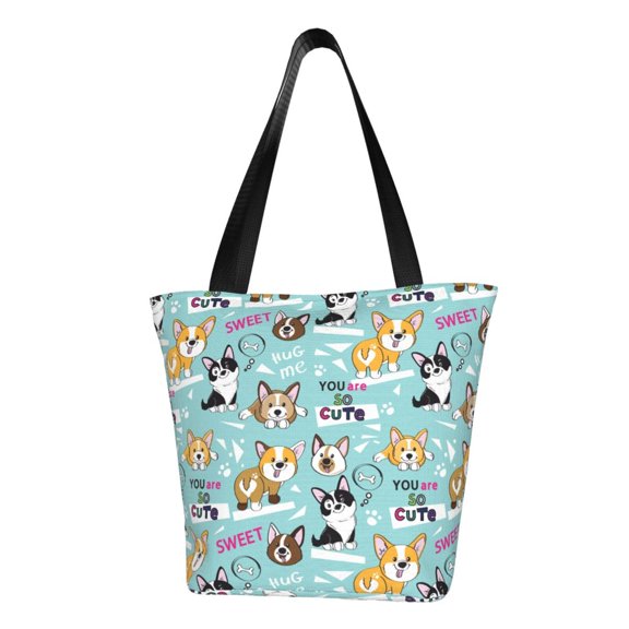 Fotbe Dogs Pattern Beach Tote,Shoulder Handbag,Spacious Tote Bag,Lightweight Travel Bag,Versatile Shopping Bag
