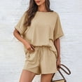 thumbnail image 2 of NMMUED Two Piece Sets for Women Summer Short Sets for Women Sweat Set for Women Athleisure Sets Women Track Suits for Women Set, Khaki XL, 2 of 9