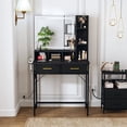 thumbnail image 1 of Tocador con Espejo FurnitureR con 2 Cajones y Luces LED 3 Modos Negro, 1 of 8