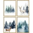 thumbnail image 3 of PixonSign Framed Wall Art Pastel Christmas Reindeer Deer Moose Forest Prints, Set of 4 Cartoon Winter Celebrations & Holidays Wall Décor, Modern Adhesive Canvas Posters - 8"x10" Natural, 3 of 5