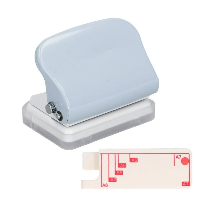 Hole Punch, Handheld Hole Puncher Quick Positioning Metal Paint Body Antislip Stability Small Exquisite Comfortable Grip For Office For School For Document Light Blue,White,Pastel