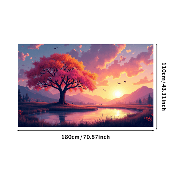 LUUFILx Sunset Tree Scenic Backdrop Nature Landscape Background for Photography Home Decor Wall Art Wedding Banner Party Decoration Event Backdrop