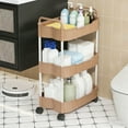 thumbnail image 4 of Yhmxh 3 Tier Rolling Carts with Wheels, Utility Cart with Handle and Wheels, Storage Cart for Kitchen, Office, Bedroom, Rolling Utility Cart for Diaper, Art Tools, Snack, Craft Storage Cabinet, 4 of 6