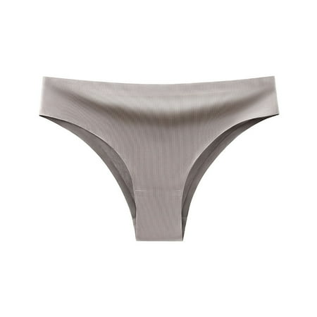Pavied Seamless Underwear for Women Panties for Women Women Ice Silk Underwear Sports Fitness Low Waist Seamless T Pants Solid Color Underwear No Show Underwear Womens Underwear Gray 2XL