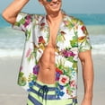 thumbnail image 7 of Pofeuu Birds And Flowers Print Hawaiian Shirt for Men Sleeves Casual Button Down Summer Beach Dress Shirts T-Shirts,Medium, 7 of 7