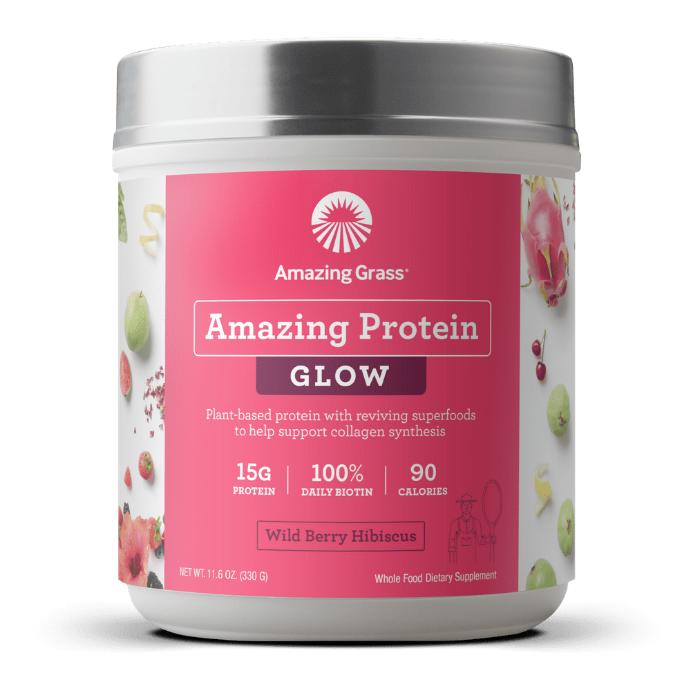Amazing Grass Glow PlantBased Protein Powder, Wild Berry Hibiscus, 15g