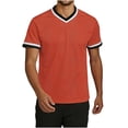thumbnail image 5 of Men's Short Sleeve V Neck T-Shirt Athletic Mesh Performance Workout Tops Striped Quick Dry Moisture Wicking Tee Breathable Jersey Style Fitness Shirt for Jogging, 5 of 7