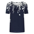 thumbnail image 4 of Tops de Manga Corta de Algodón para Mujeres Cuello Redondo Impreso Casual, Blusa de Moda para el Hogar Y el Uso Diario, 4 of 5
