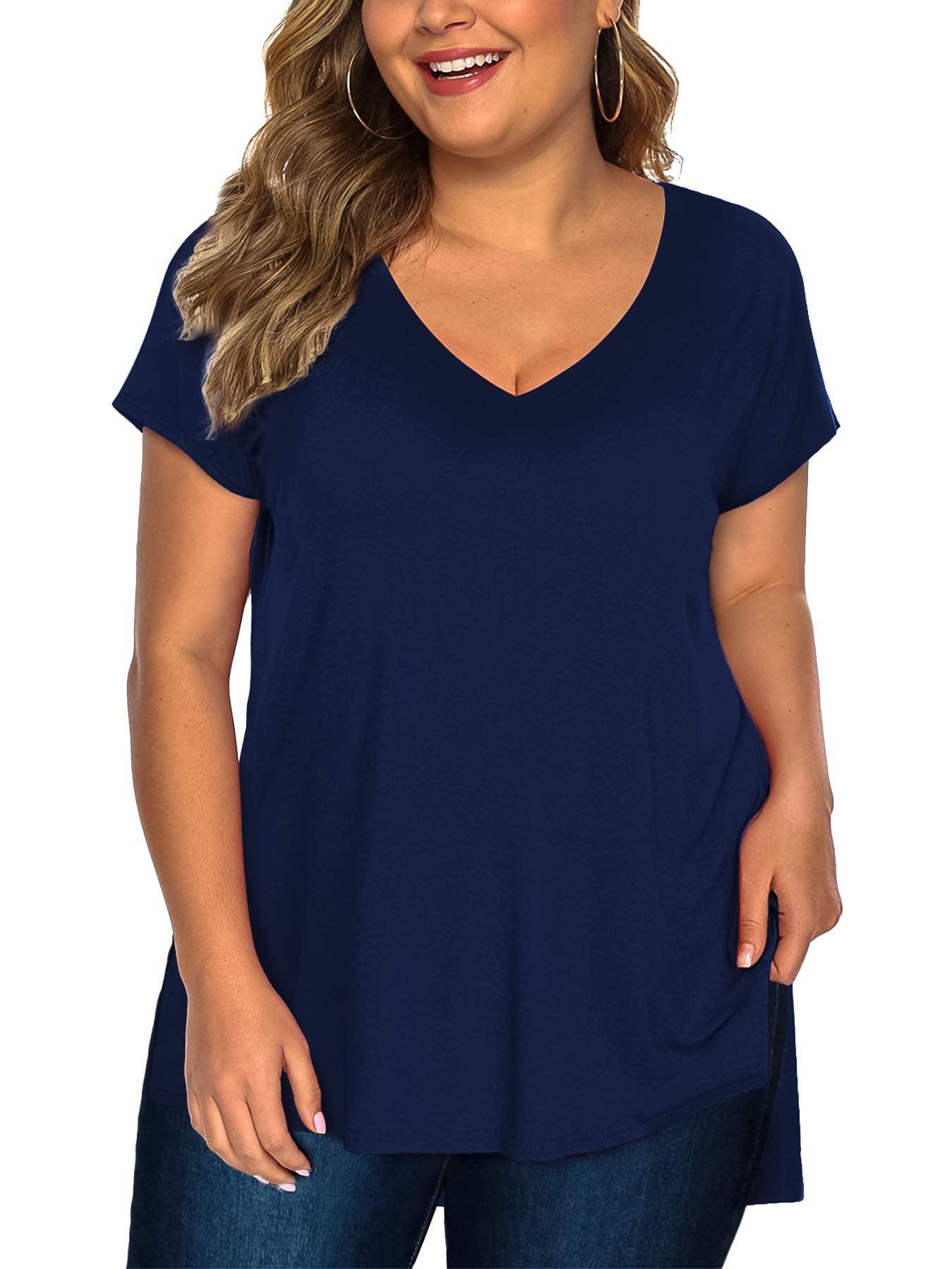 Amoretu Womens Plus Size Tops Short Sleeve Tee Shirts for Summer XL-5XL 