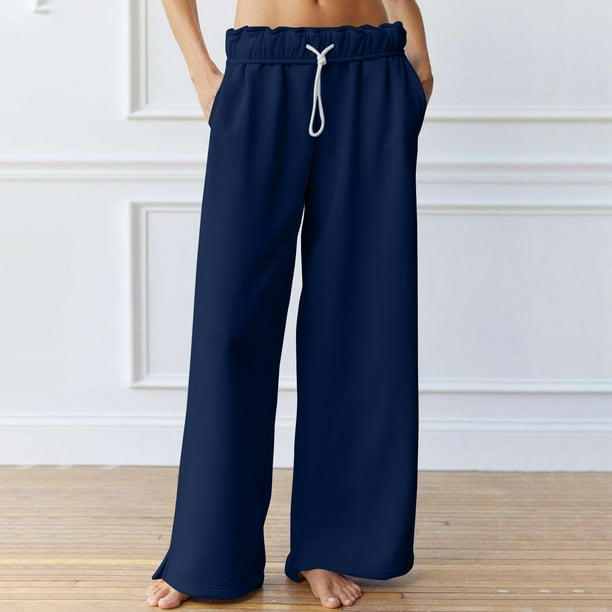 qolati Women's Wide Leg Sweatpants Casual Loose Drawstring Elastic