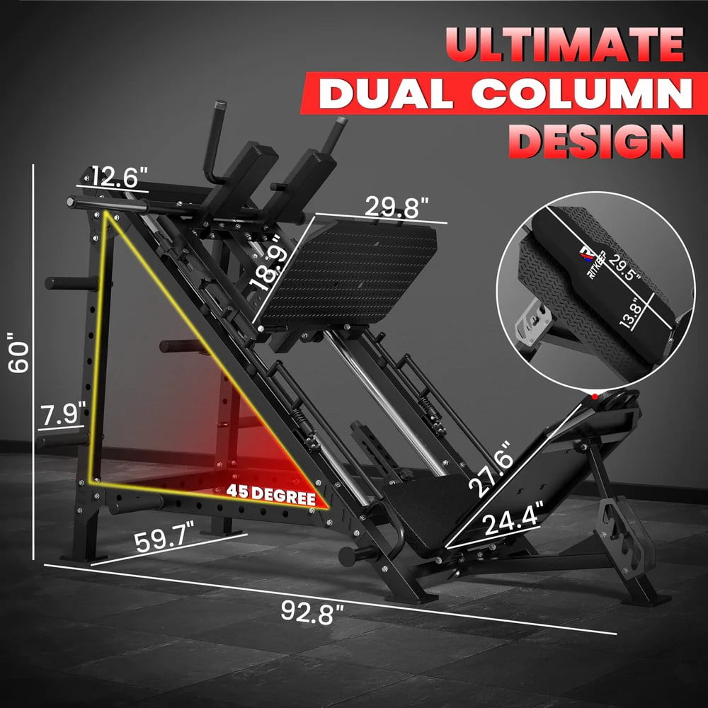 Ritkeep Leg Press Hack Squat Machine, Adjustable Leg Press Machine for Home Workout, Professional Hack Squat Machine with Weight Storage Posts