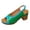 Green, variant on Womens Vintage Color Block Dressy Sandals Retro Casual Leather Peep Toe Platform Chunky Stackable High Heels Slingback Dress Shoes for Ladies Green Size 9.5
