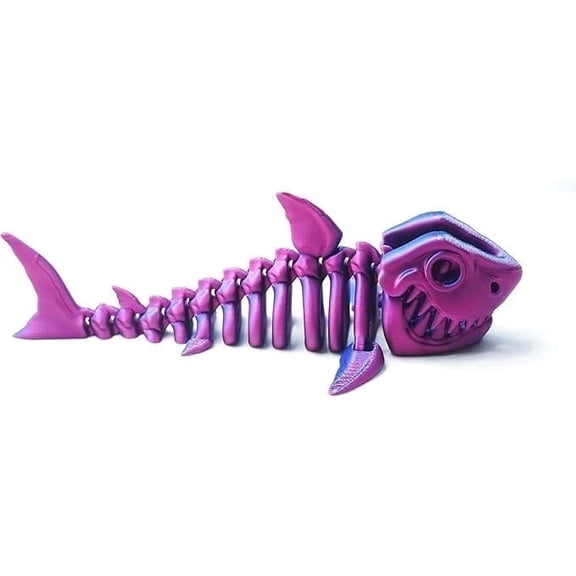 3D printed Skeleton shark,articulated models,flexible joint animal figurines, 3D printing stuff cheap,stress relief, fidget restlessness, ADHD toys, surprise fantasy gifts (Red Blue)