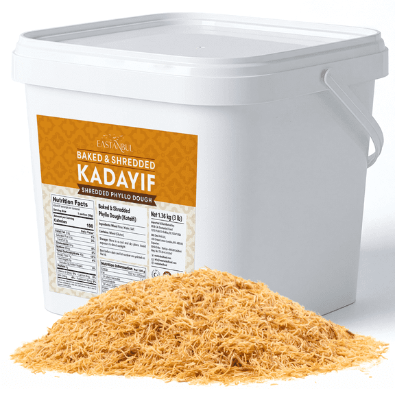 Eastanbul Bulk Baked & Shredded Kataifi for Dessert Filing, Shredded Fillo Dough, Kadayif Pastry Dough, Sprinkle, Filling, or Topping for Viral Dubai Chocolate, Milky Desserts, Puddings, 3lb