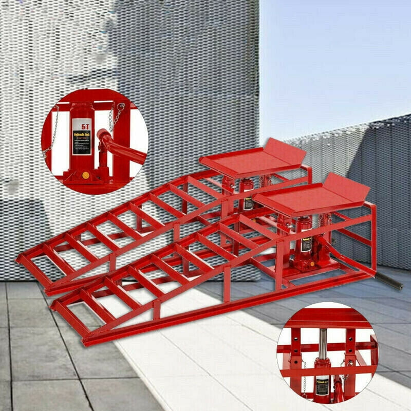 2 Pack Hydraulic Car Ramps 10000lbs 5T 11000lbs Low Profile Car Lift Service Ramps Truck Trailer Garage,Height Hydraulic Vehicle Ramps Red 