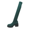 thumbnail image 2 of PiGOGI Women's Winter Over the Knee Boots Elastic Stockings Chunky Heel High Heel Boots for Women Comfortable Stretch Fashion Boots Green 37, 2 of 6
