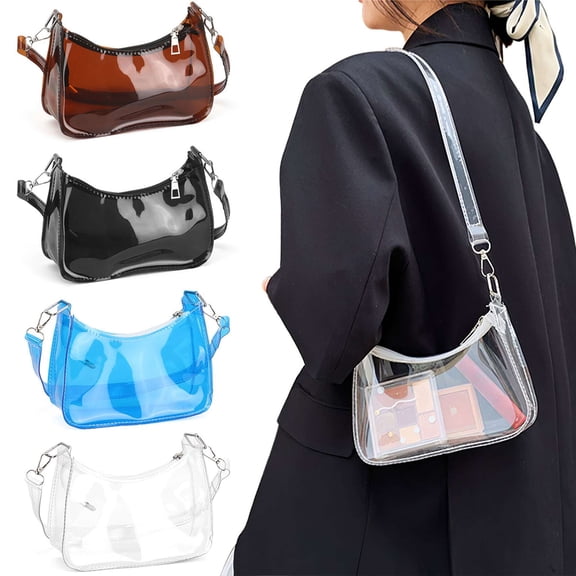 BadPiggies Stadium Approved Clear Shoulder Bag for Women Plastic Zipper Handbags Small Purse Crossbody Bag