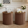 thumbnail image 2 of Wirrytor Semi-circle Side Table for living room set of 2, Fluted End Table for Small Spaces,Modern Small Accent Tables, Bedside Table, Couch Side Table, Nightstand for Bedroom Couch,Walnut, 2 of 2