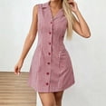 thumbnail image 2 of Guluxicc Women's Gingham Shirt Dress Sleeveless Collared Back Tie High Waist A-Line Mini Dress for Summer, 2 of 8