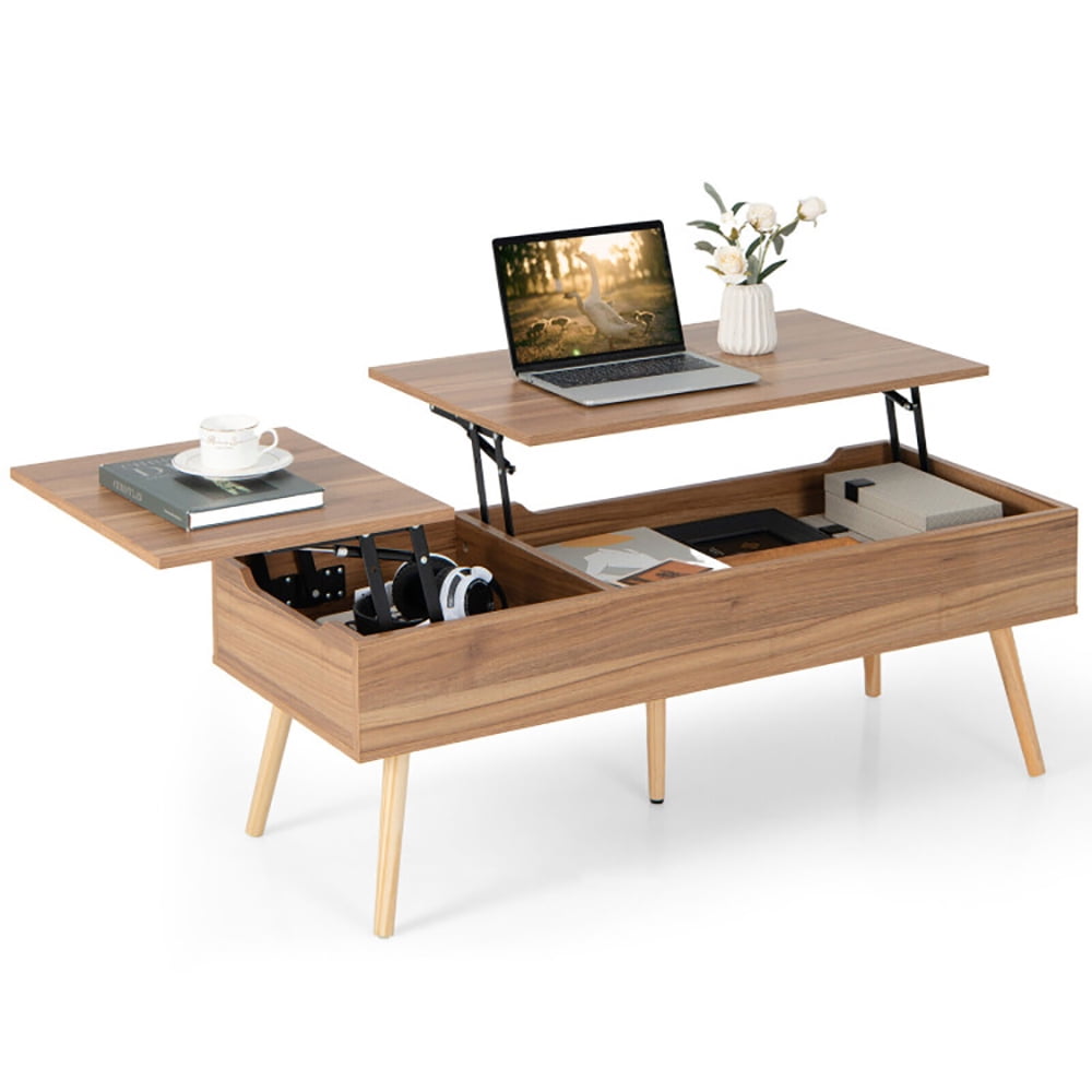 Finihen Coffee Table, Lift Top Coffee Table, 47 Inch Lift Top Coffee Table with 2 Hidden Compartments, for Living Room, Reception Room, Office, Brown Finihen Coffee Table, Lift Top Coffee Table, 47 Inch Lift Top Coffee Table with 2 Hidden Compartments, for Living Room, Reception Room, Office, Brown
