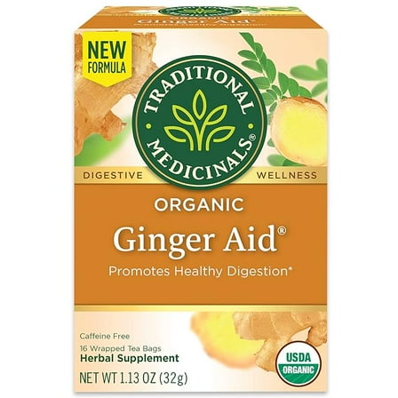 Traditional Medicinals Tea, Organic Ginger Aid, Promotes Healthy Digestion, 16 Tea Bags ( Pack of 2 )