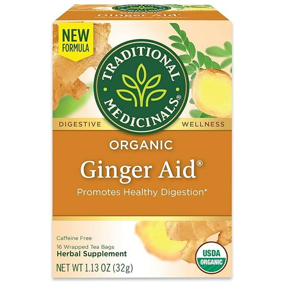 Traditional Medicinals Tea, Organic Ginger Aid, Promotes Healthy Digestion, 16 Tea Bags ( Pack of 2 )