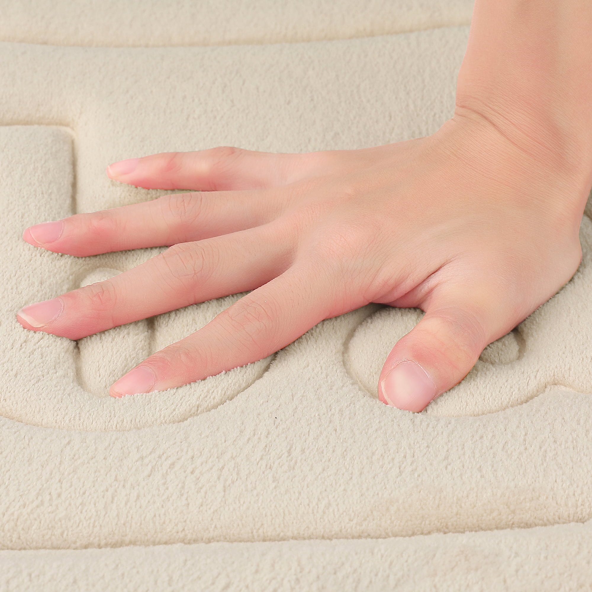 Unique Bargains 2 Pcs Bath Mat Non Skid Bottom Bath Rugs Khaki/Light Grey 20" x 32"