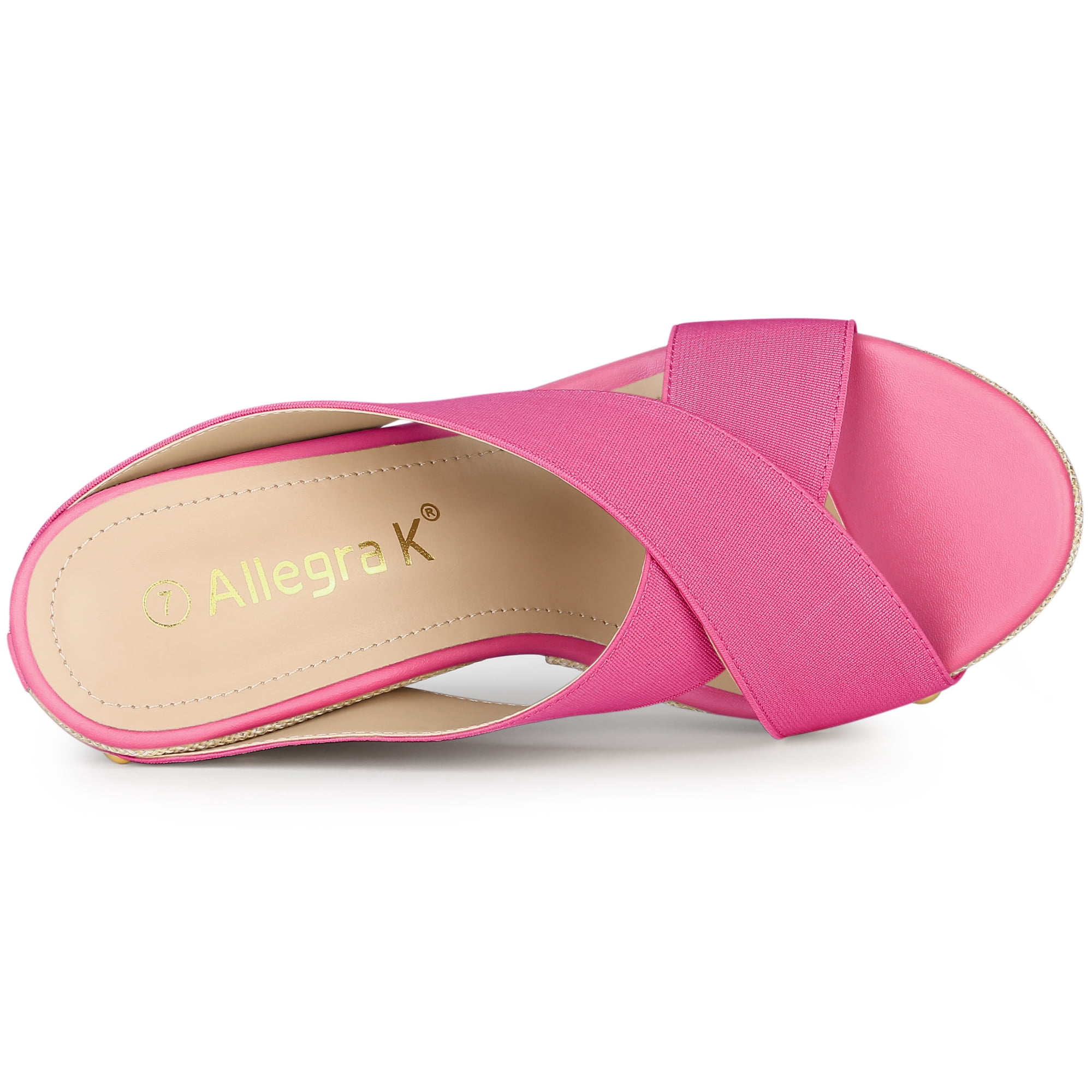 DARING DIVA Women's Stylish Open Toe Linen Platform Slide Wedge Sandals Pink 7.5