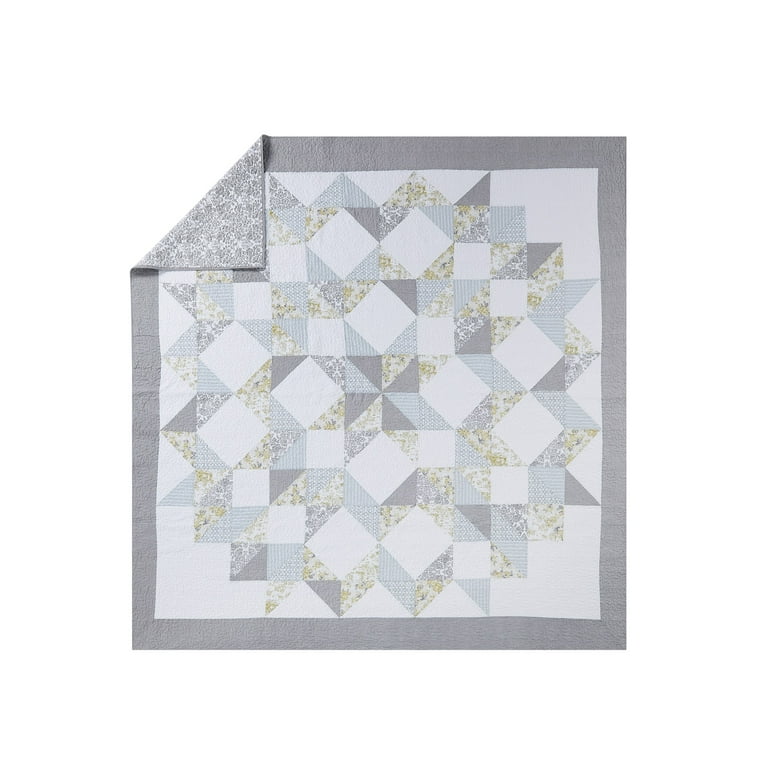 Mary Jane Farm Gray Triangles Cotton Quilts, Queen