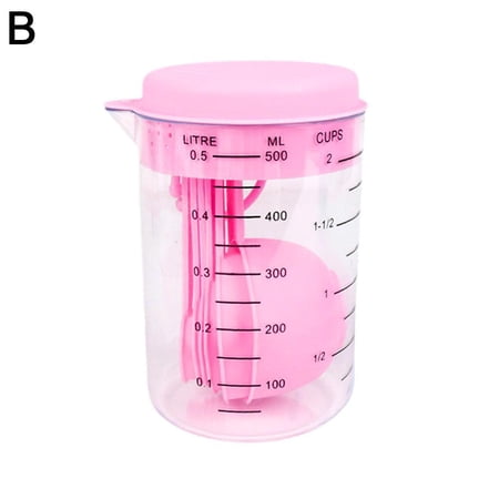 SXCRFKXH 7 Piece Kitchen Measuring tool Set Plastic Measuring Cups & Spoons with Clear Scales Nesting Space-Saving Design Utensils for Cooking Baking