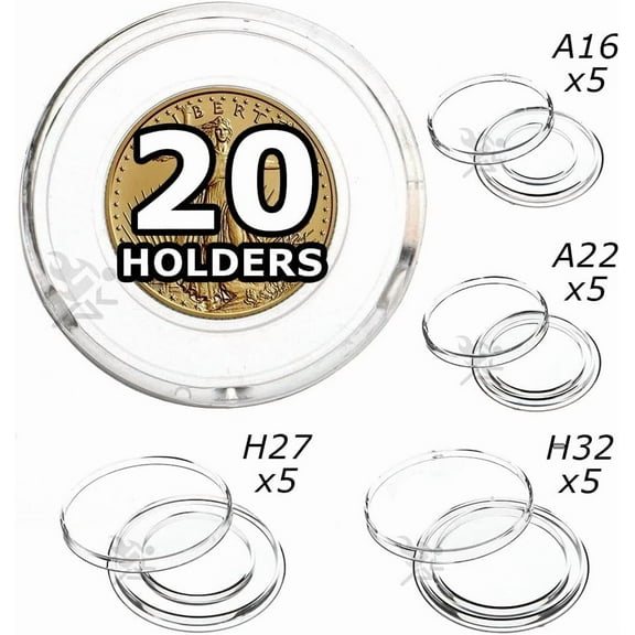 OnFireGuy American Gold Eagle Coin Holder Variety Pack (Direct Fit, 5 Holders in Each Size)