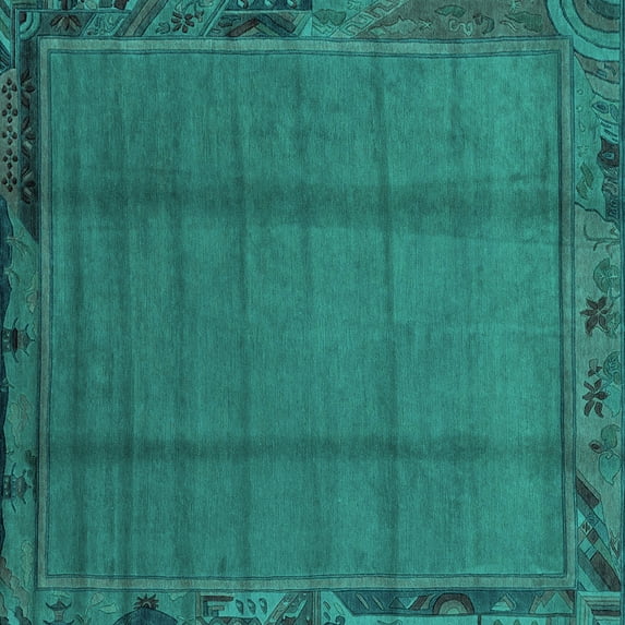 Ahgly Company Indoor Square Abstract Turquoise Blue Modern Area Rugs, 5' Square