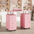thumbnail image 2 of Professional Nail Tech Station with Electric Downdraft Vent, Locking Casters & Storage Drawers, 43” Salon Manicure Table with Wrist Cushion & Dust Collector, 2 of 8