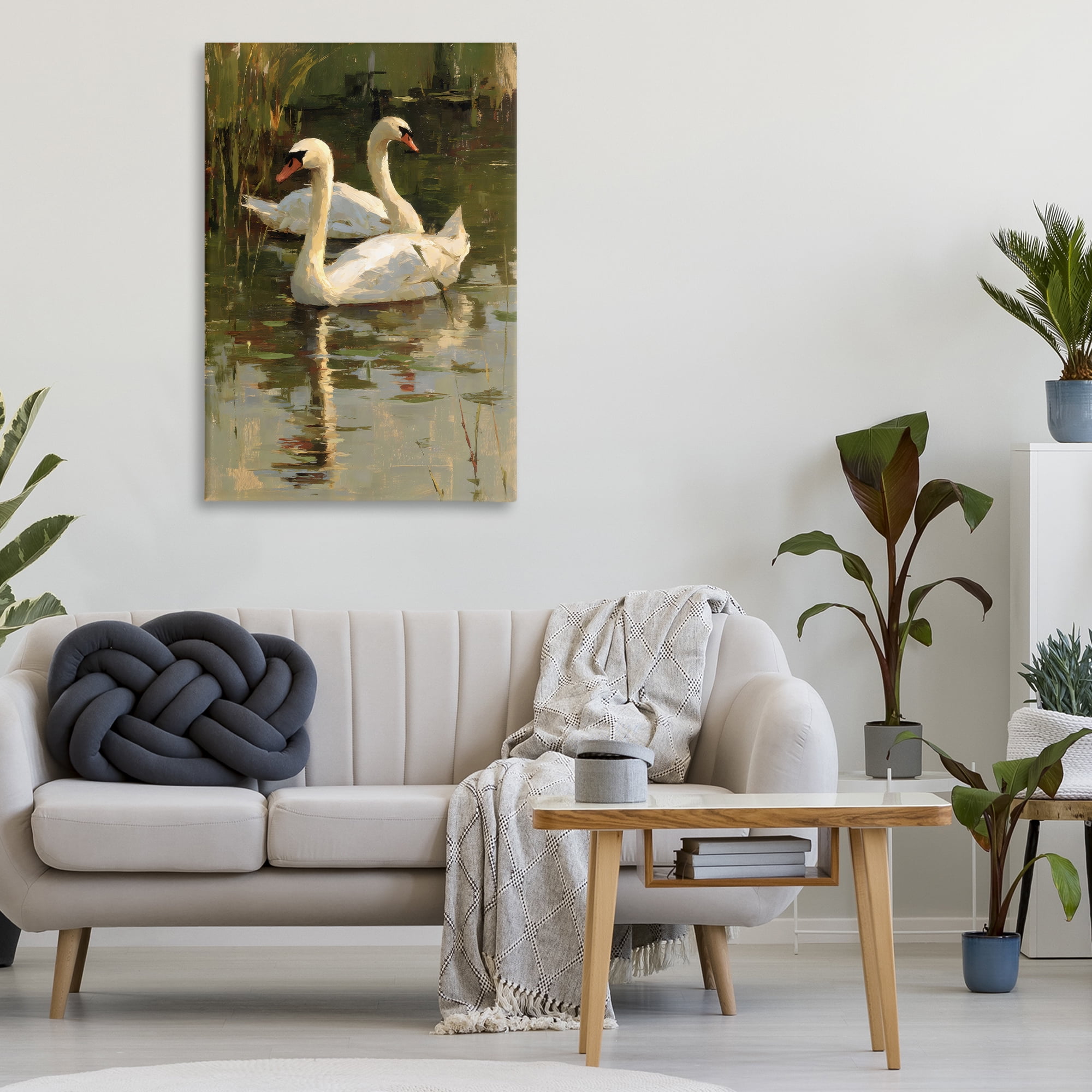 Stupell Industries Swans For A Swim Canvas Wall Art, design by Petal Prints Design
