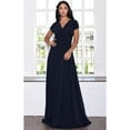 thumbnail image 3 of KOH KOH Long V-Neck Flowy Cap Short Sleeve V-Neck Bridesmaid Wedding Guest Party Formal Summer Sundress Tall Gown Maxi Dress Dresses For Women Dark Navy Blue X-Large US 14-16 NT074, 3 of 7