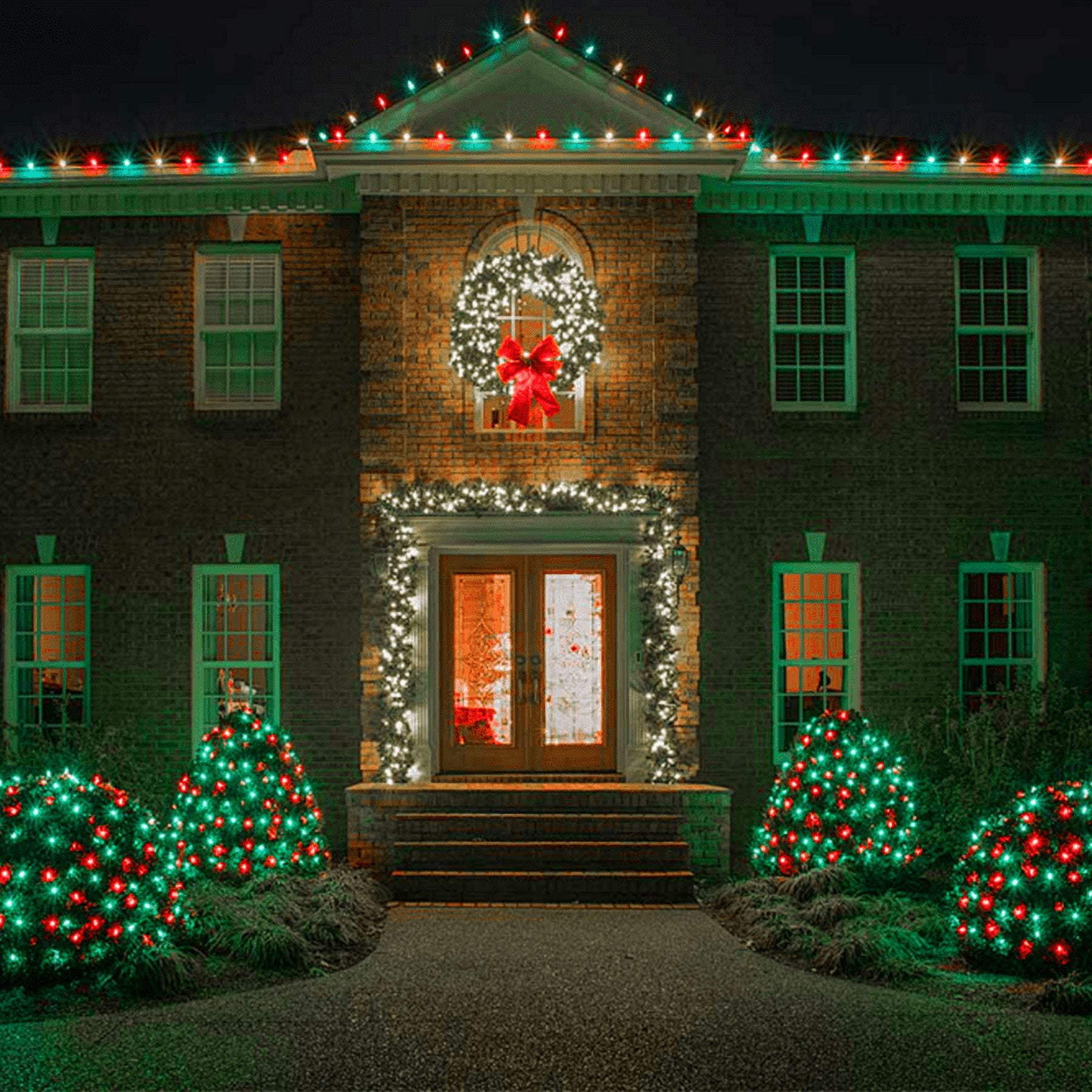750 LED String Lights Cluster Lights - 41ft Red and Green Green Wire Outdoor Waterproof Lights, Plug in Indoor String Lights with 8 Modes & Timer Memory for Xmas, Christmas Tree
