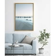 thumbnail image 3 of IDEA4WALL Framed Canvas Art Wall Decor Blue Wash Out Rocks by The Sea Coastal Ocean Photography Minimalism Modern Scenic Relax/Calm Duotone for Dorm Home Office - 16"x24", 3 of 5