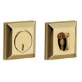thumbnail image 1 of Baldwin 8254031 Estate Square Single Cylinder Deadbolt, Polished Brass, 1 of 1