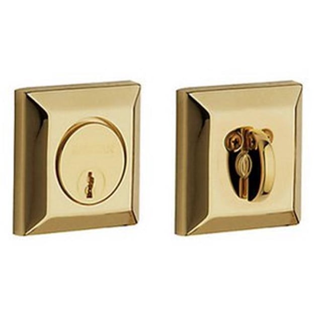Baldwin 8254031 Estate Square Single Cylinder Deadbolt, Polished Brass