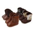 thumbnail image 3 of Leather Western Boots Cowboy Bootie Soft Sole Non-Slip Crib Shoes for Baby Infant Toddler Girls Boys Newborn, 3 of 9