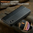 thumbnail image 4 of Wallet Case For iPhone XS Max, Luxury Premium Leather Flip Strong Magnetic Closure [Kickstand][RFID Blocking][Card Holder Slots] Retro Shockproof Phone Cover For iPhone XS Max, Black, 4 of 7