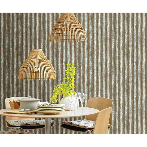 Brewster 2701 22336 Corrugated Metal Silver Texture Wallpaper Brewster 2701 22336 Corrugated Metal Silver Texture Wallpaper
