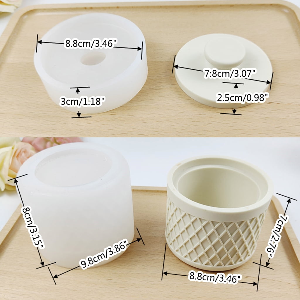 BQBQERT 2 Pcs Epoxy Resin Silicone Birthday Candle Cup Jar Storage Box Mold for Home Decoration Jewelry Storage