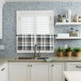 thumbnail image 6 of Kitchen Curtain Valance and Tiers Set Check Plaid Rod Pocket Kitchen Tier Curtain Valance Set 3 Piece Farmhouse Brown Blue Buffalo Plaid Window Curtain Valance Tier Set for Bedroom Bathroom 54x36 Inch, 6 of 6