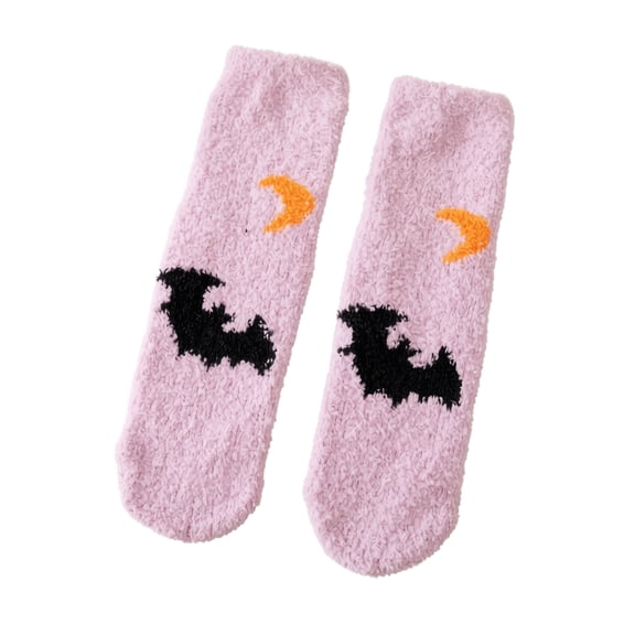 WJOSBXT Halloween Fuzzy Socks Women Funny Fleece Fluffy Sleep Socks 2026 Halloween Graphic Pumpkin Bat Spider Winter Socks