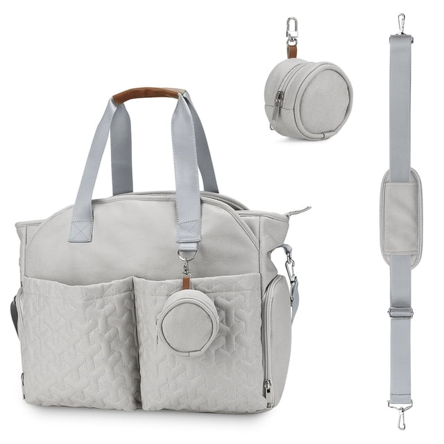 SPEKSEE Diaper Bag Tote with Pacifier Holder Case for Mom and Dad, Multi-Function Travel Diaper Bag with Adjustable Shoulder Strap and Insulated Pockets