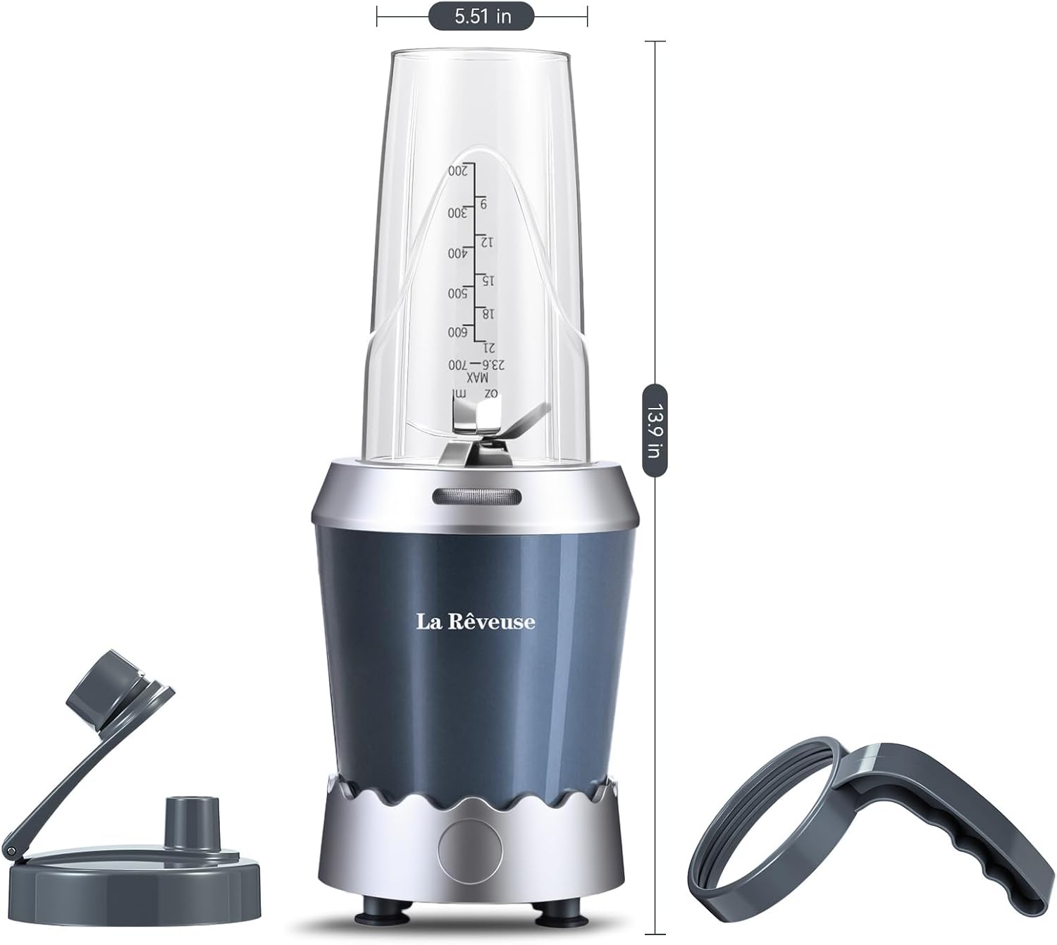 Personal Size Smoothie Blender Pro, 1000W High Speed with 24oz To-Go Cup for Shakes and Frozen Drinks
