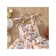 thumbnail image 4 of Toddler Baby Girls Summer Romper Flowers Ruched Dress Spaghetti Straps One-Piece Snap Triangle Bottom Jumpsuit for Infant Kids, 4 of 8
